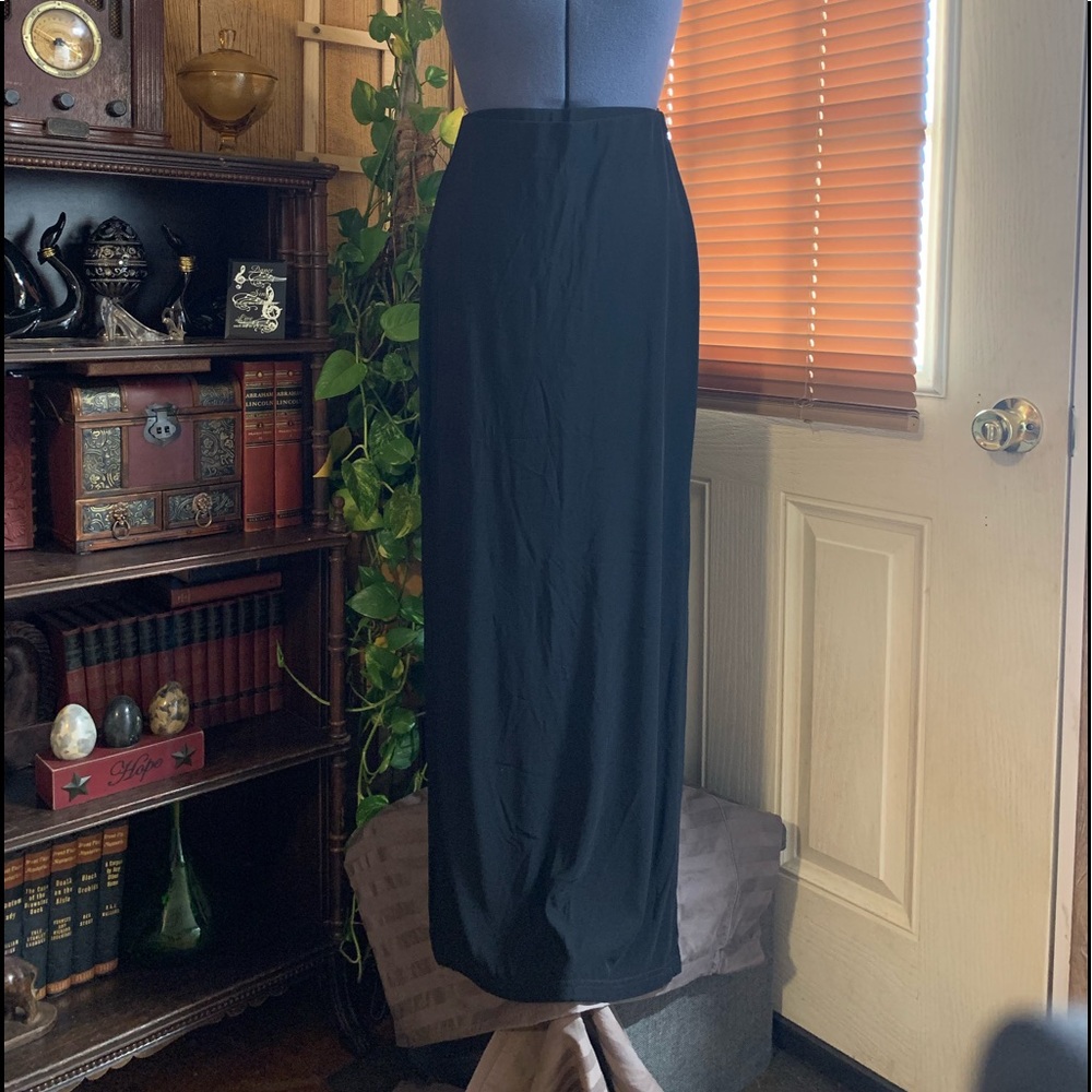 Joe Benbasset Small Long Skirt side splits Black stretchy